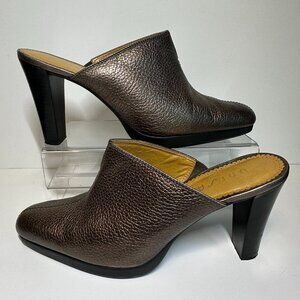 Unisa Sultana Pebble Grain Leather upper Mule Bronze 7.5 B 3.5" Block heel
